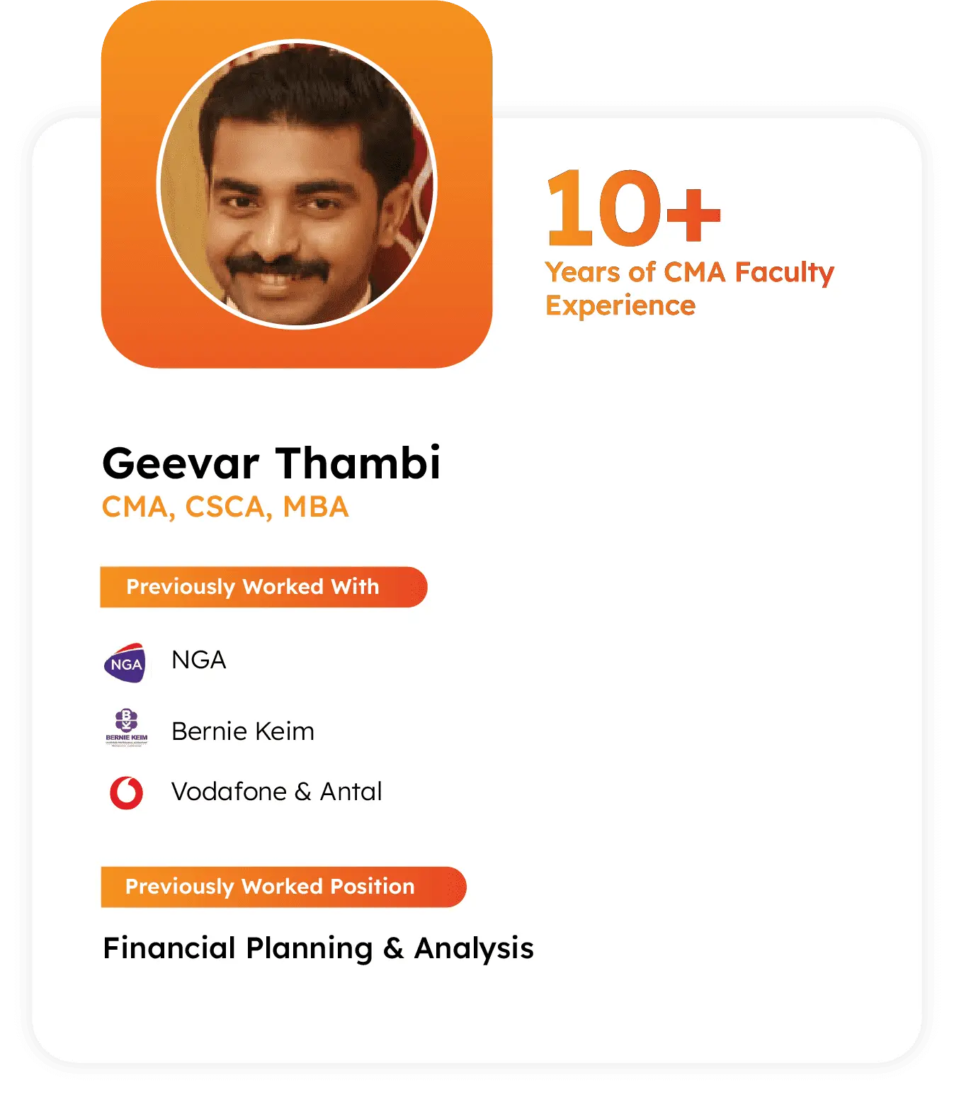 Geevar Thambi CMA USA expert