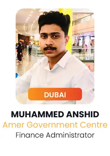 Anshid placed at Dubai after CMA USA course